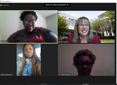 Screenshot of participants with Vaughn College President Sharon Devivo.