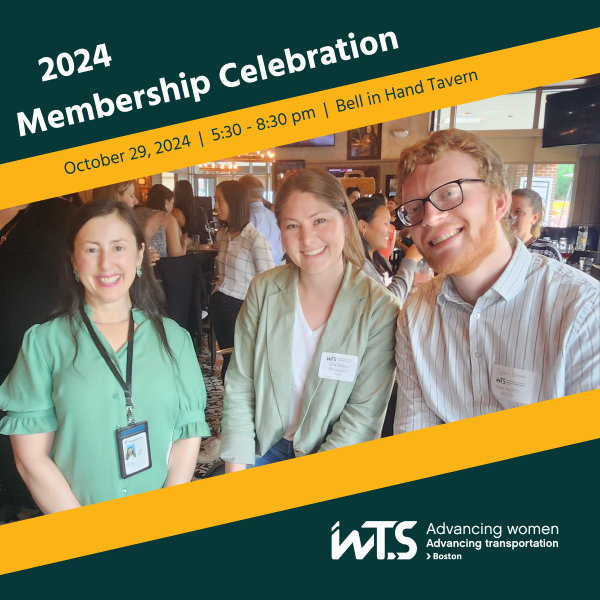 Three members posing and smiling, with a green and yellow border and the words 2024 Membership Celebration