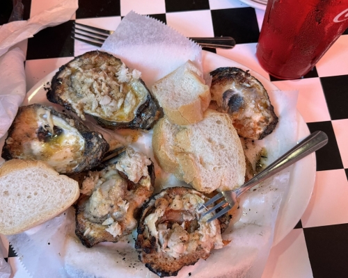 Roasted oysters w/ crabmeat treats!